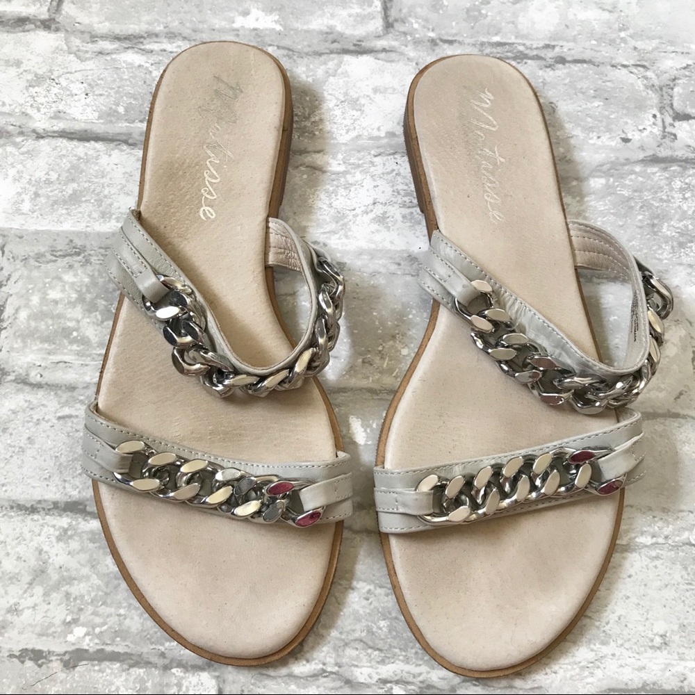 ✨DROP✨MATISSE Off-White Sandals Silver chain link metal
